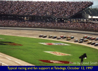 Typical racing and fan support at Taladega, October 12, 1997